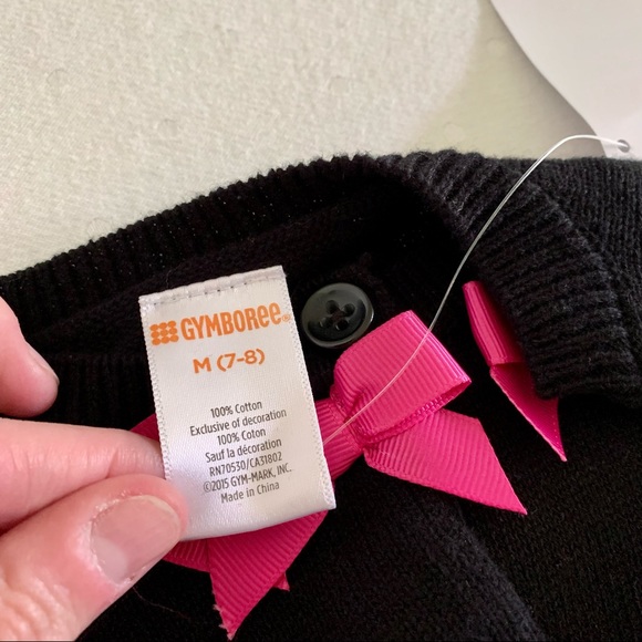 Gymboree Black Cardigan with Pink Bows NWT - Picture 3 of 5